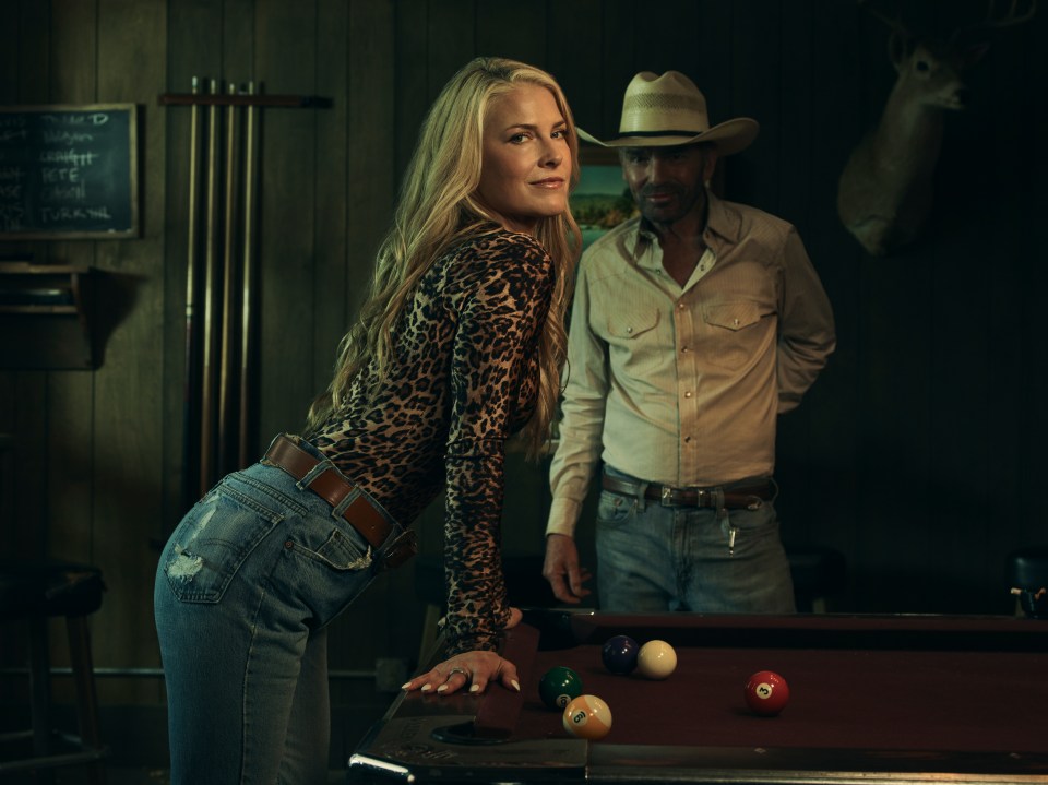 Billy Bob Thornton and Ali Larter in a scene from *Landman*.