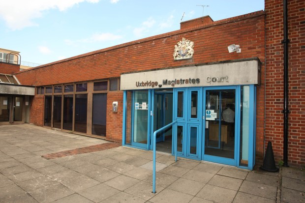 Uxbridge Magistrates' Court entrance.