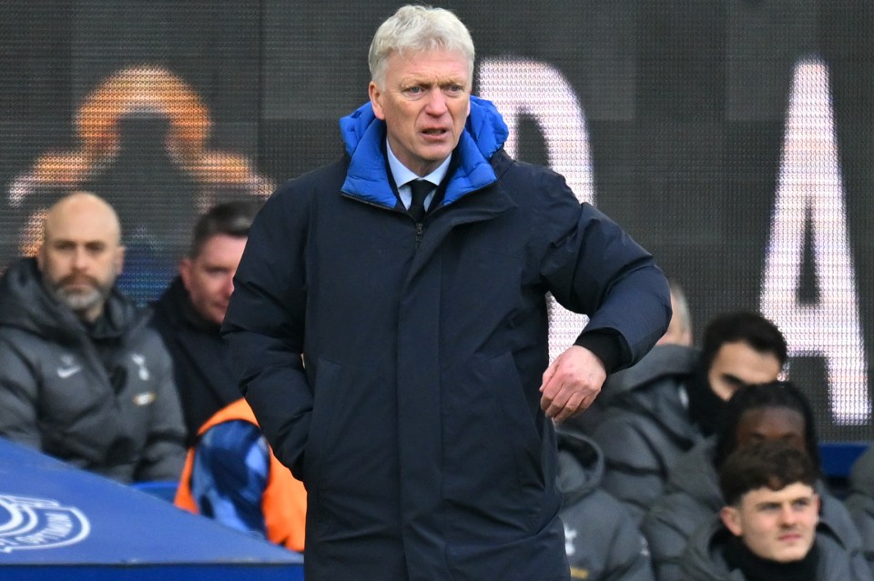 David Moyes, Everton manager, gesturing during a match.