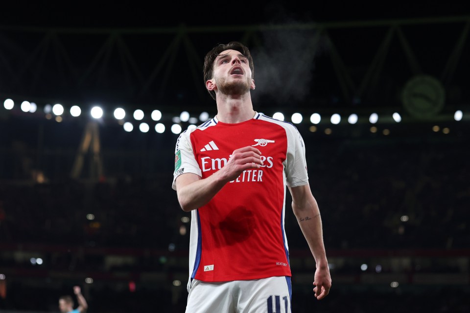 Declan Rice of Arsenal during a Carabao Cup match.