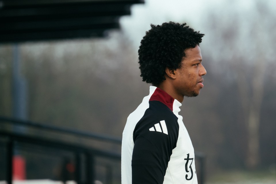 Tyrell Malacia of Manchester United at a training session.