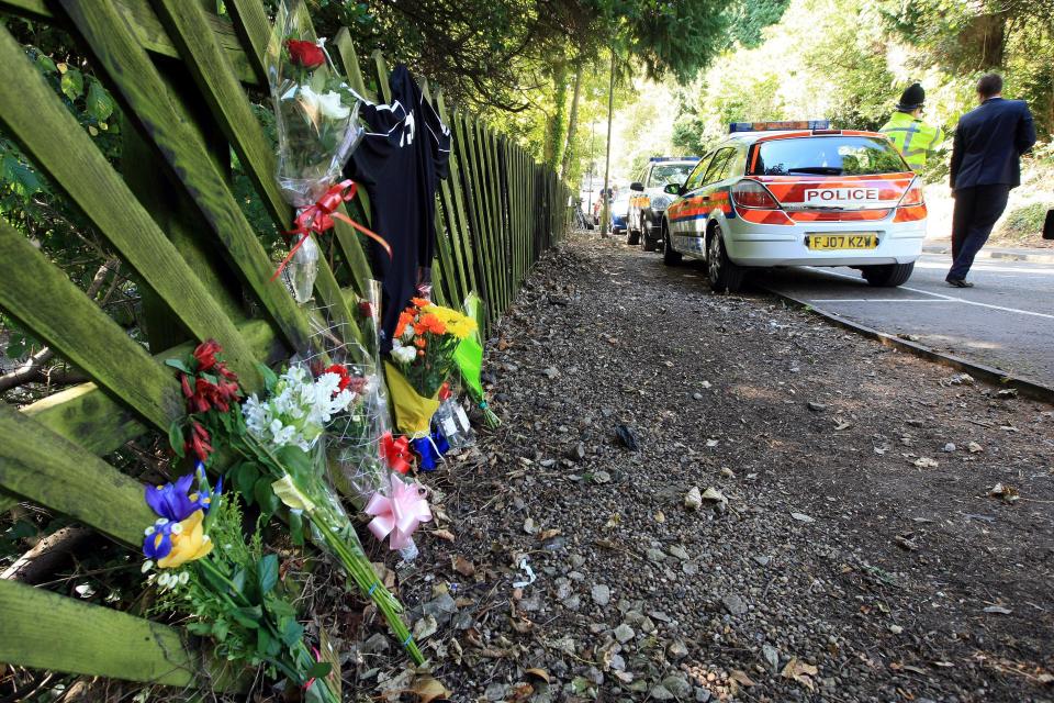 Tributes left at Cromford Station for a taxi driver.