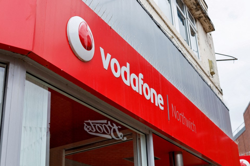 Vodafone store sign in Northwich.