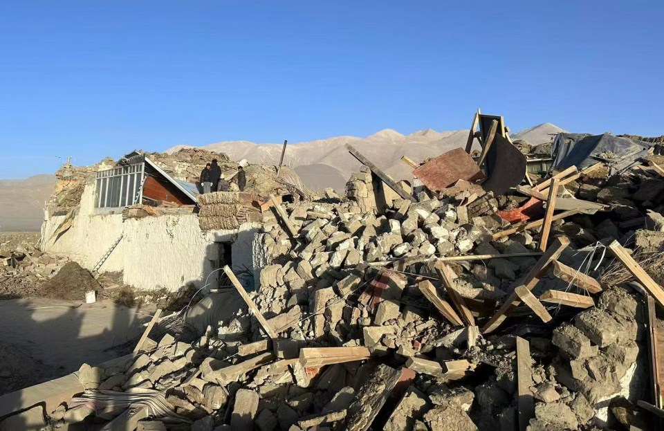Earthquake damage in a Tibetan village.