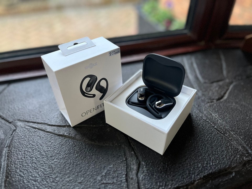 Shokz OpenFit Air earbuds in their packaging.