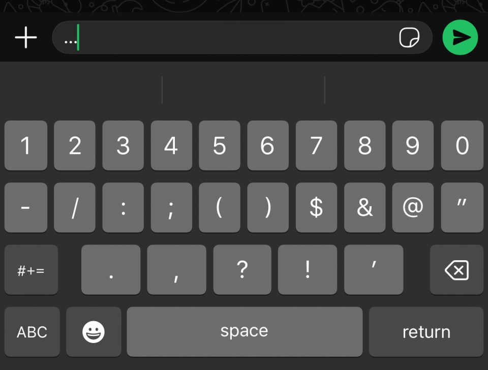 WhatsApp text input screen.