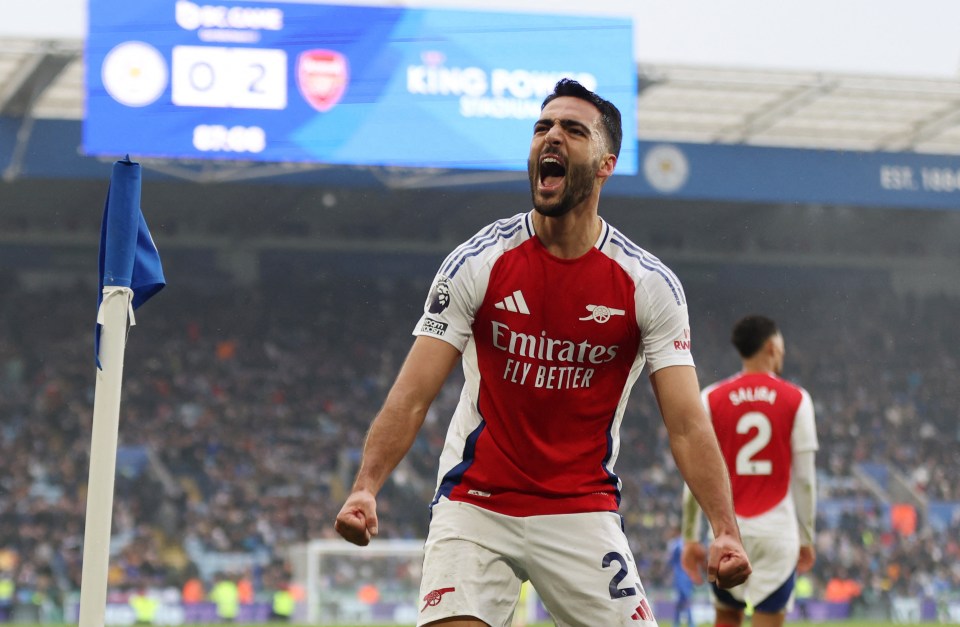 Mikel Merino celebrating an Arsenal goal.