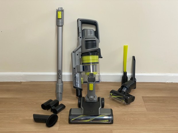 Ryobi cordless vacuum cleaner with attachments.