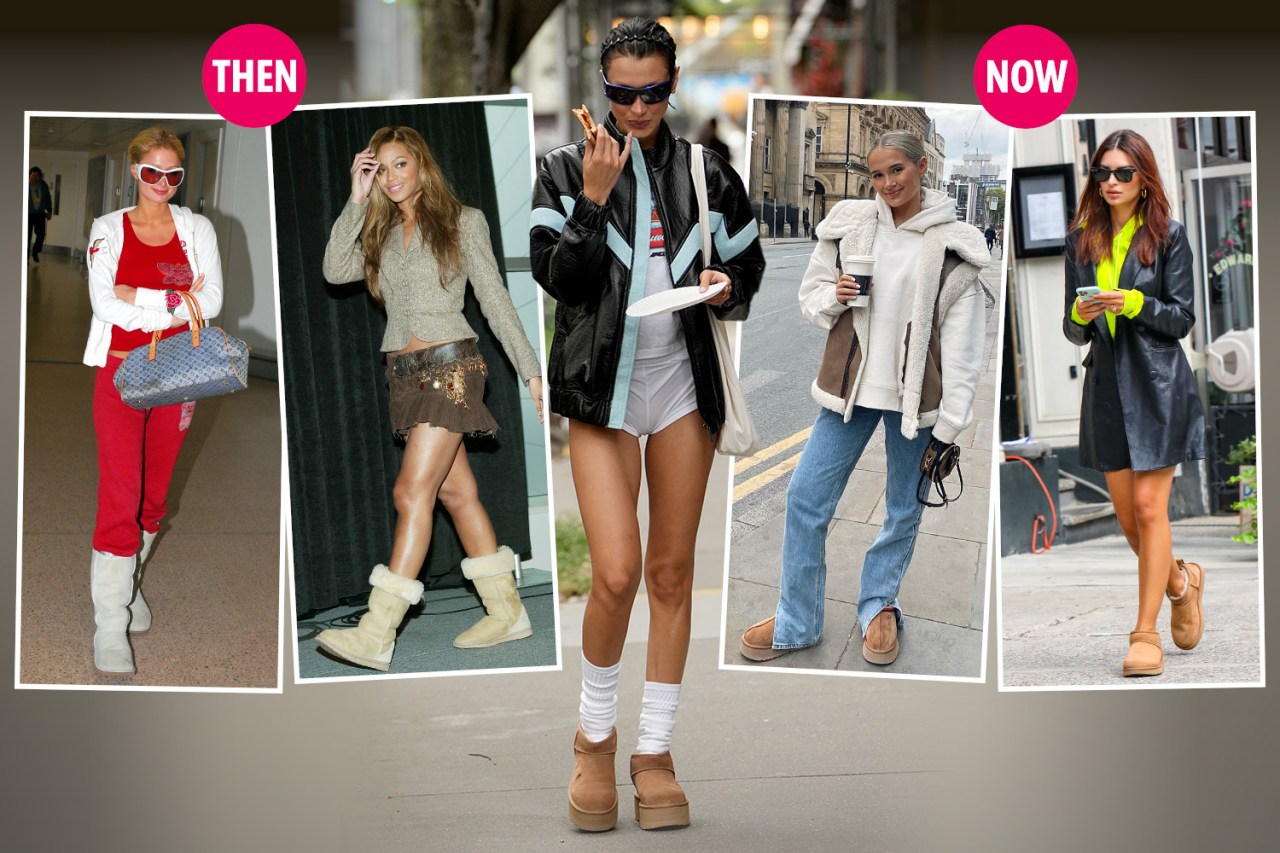 Collage showing how UGG boots have been styled through the years.