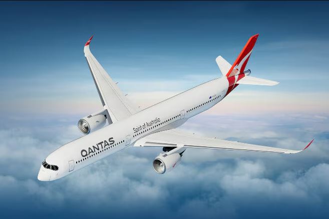 Qantas Airbus A350-1000 Project Sunrise aircraft in flight.