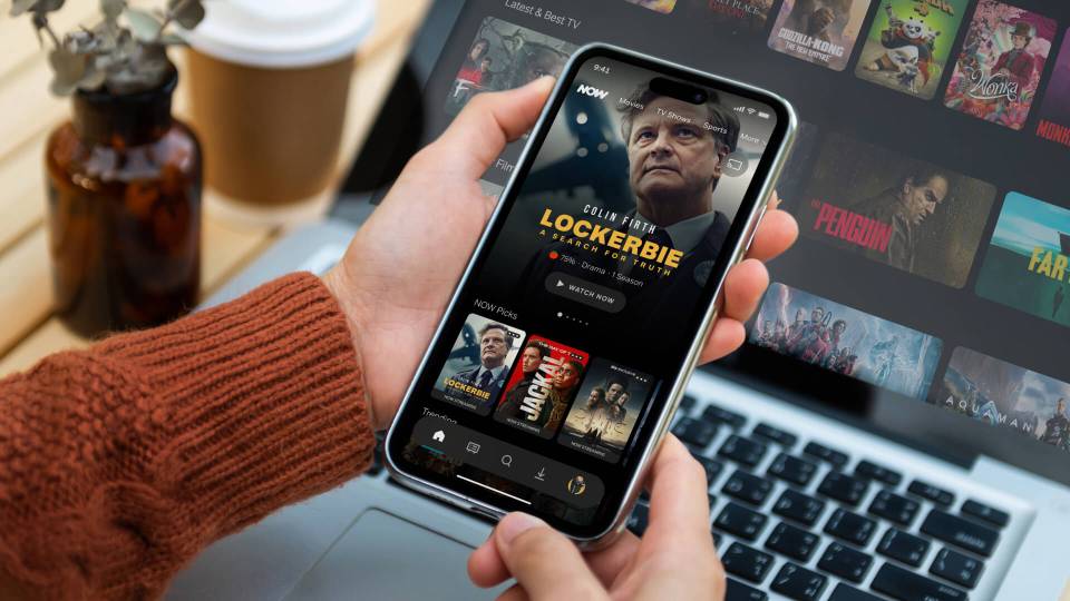 Person using the NOW TV mobile app to watch Lockerbie.