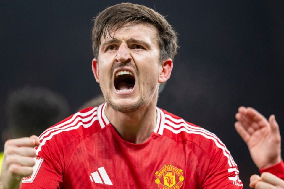 Mandatory Credit: Photo by Richard Callis/Sports Press Photo/SPP/REX/Shutterstock (15140262ds) Manchester, England, February 7th 2025: Harry Maguire of Manchester United celebrates after scoring a goal (2-1) during the FA Cup 4th Round football match between Manchester United and Leicester City at Old Trafford in Manchester, England on February 7, 2025. (Richard Callis/Sports Press Photo / SPP) Manchester United FC v Leicester City FC - Emirates FA Cup 2024/25 - 4th Round, England, United Kingdom - 07 Feb 2025