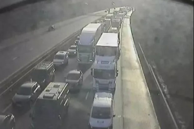 Traffic jam on a highway.