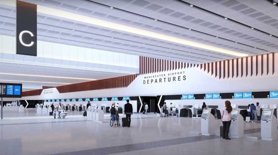 Illustration of Manchester Airport's Phase Two departures area.
