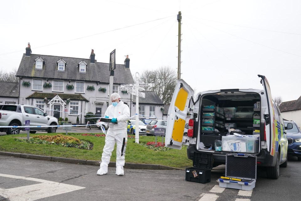 Forensic officer at a crime scene.