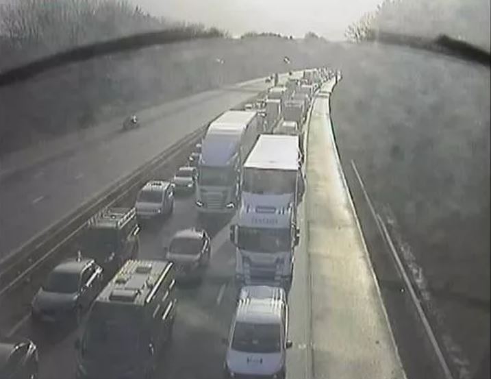 Traffic jam on a highway.