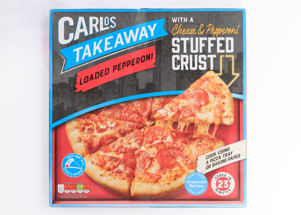 Carlos Takeaway Loaded Pepperoni pizza box.