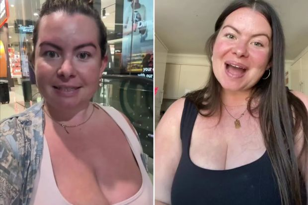 An image collage containing 2 images, Image 1 shows Woman in a shopping mall, Image 2 shows Woman speaking to camera