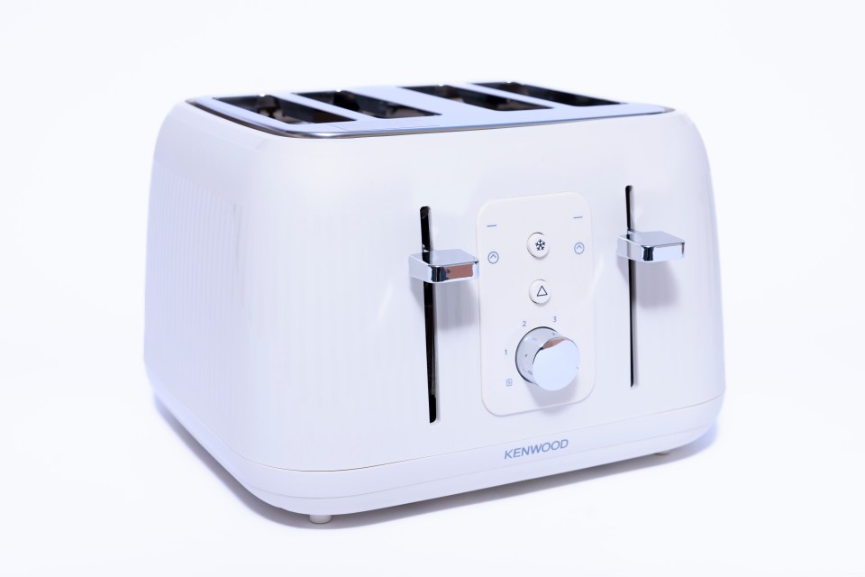 White Kenwood four-slice toaster.