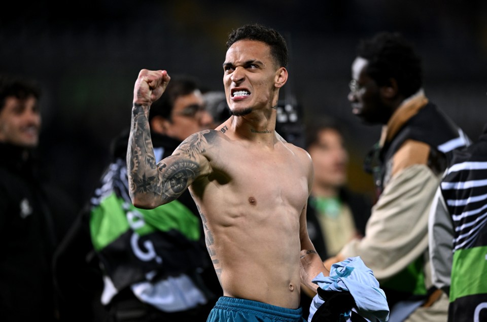 Antony of Real Betis celebrates a victory.