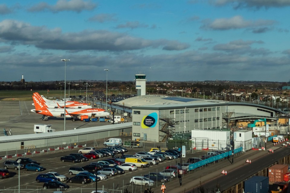 2AK3CFR Easyjet Aircraft Parked at Terminal Southend Airport on a Bright January Day