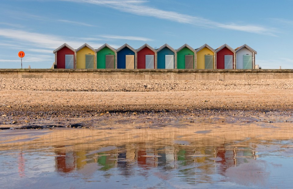 D090MN Beach Huts at Blyth in Northumberland
