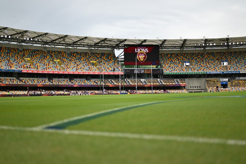 BRISBANE, AUSTRALIA - MARCH 23: A general view is seen ahead of the round two AFL match between Brisbane Lions and West Coast Eagles at The Gabba, on March 23, 2025, in Brisbane, Australia. (Photo by Albert Perez/AFL Photos via Getty Images)