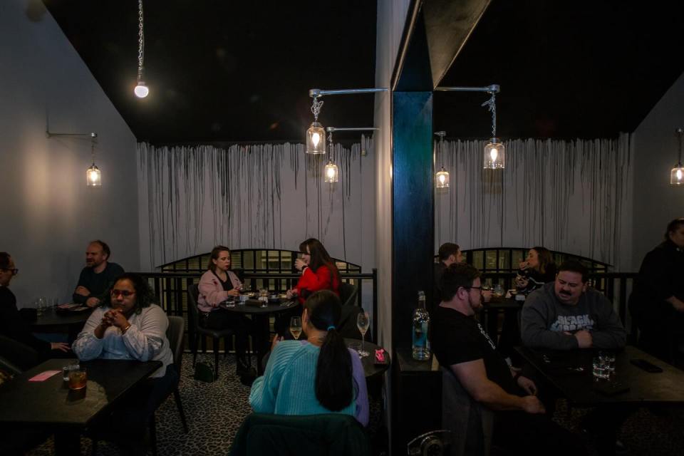 People dining in a restaurant.