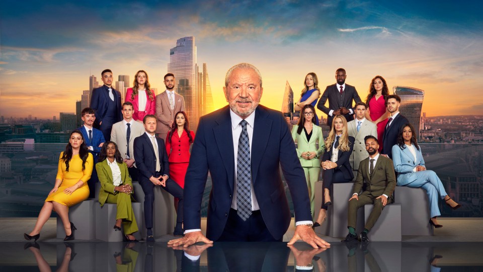 Lord Alan Sugar with the Apprentice series 19 candidates.