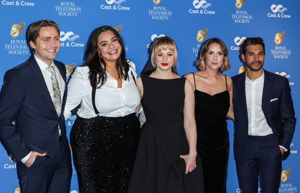 Group photo of celebrities at the Royal Television Society Programme Awards.