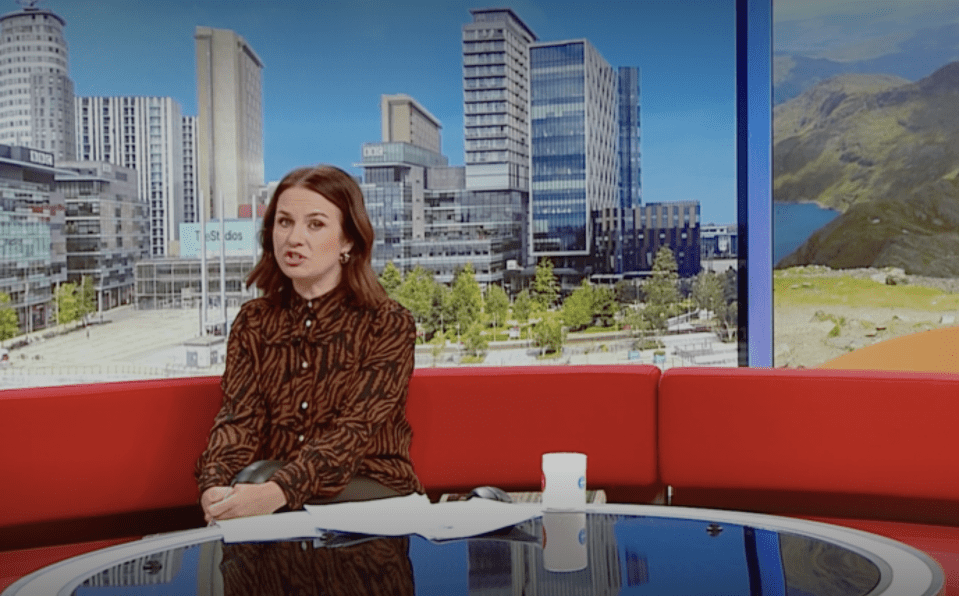 Nina Warhurst presenting BBC Breakfast solo.