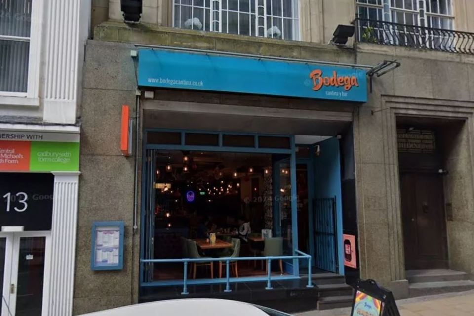 Bodega Cantina y Bar storefront in Birmingham city center.