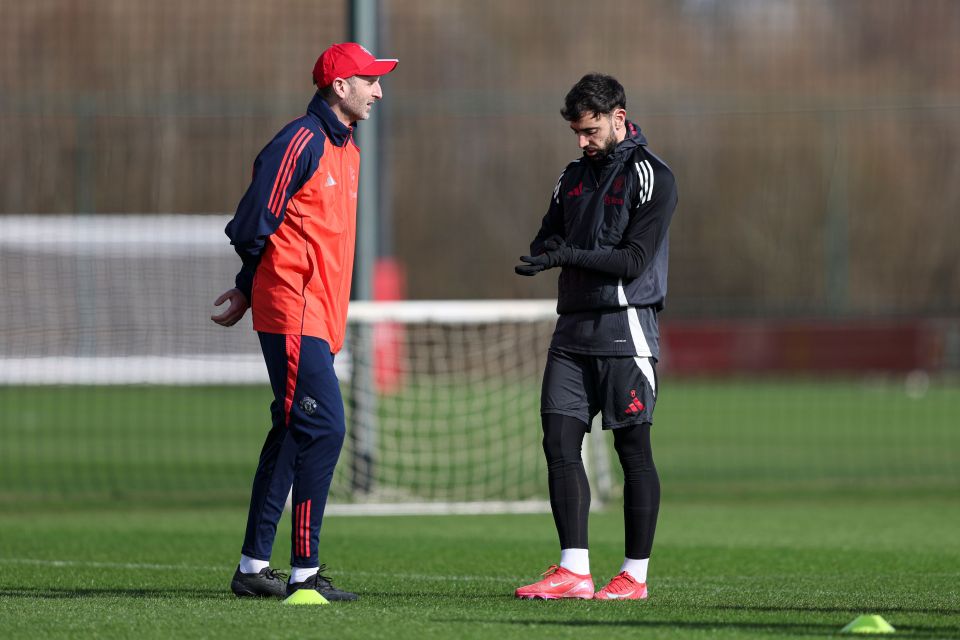 Bruno Fernandes of Manchester United at a training session.