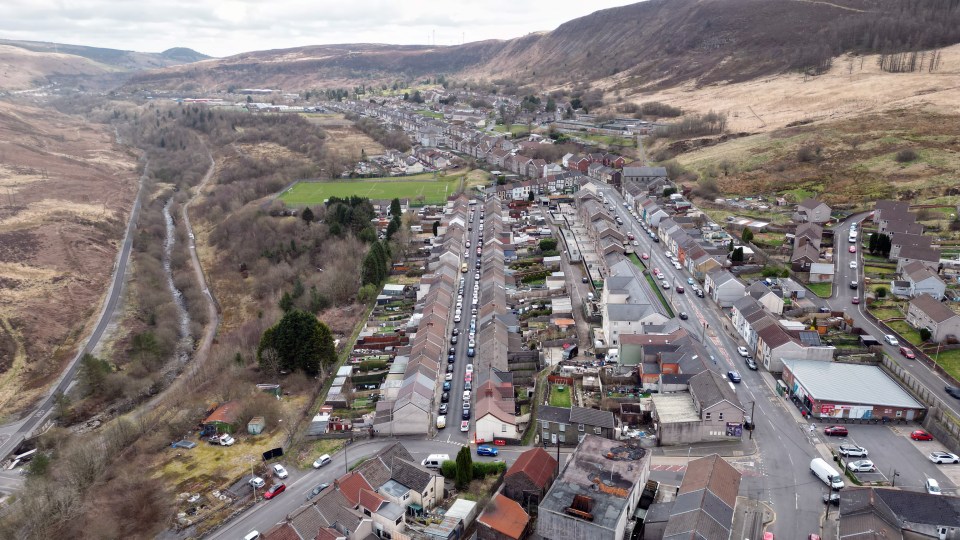 Aerial view of Maerdy, south Wales.