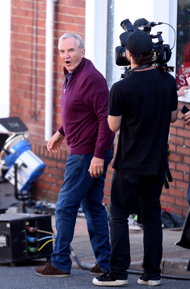 Larry Lamb on the set of Gavin & Stacey filming in Barry, South Wales.