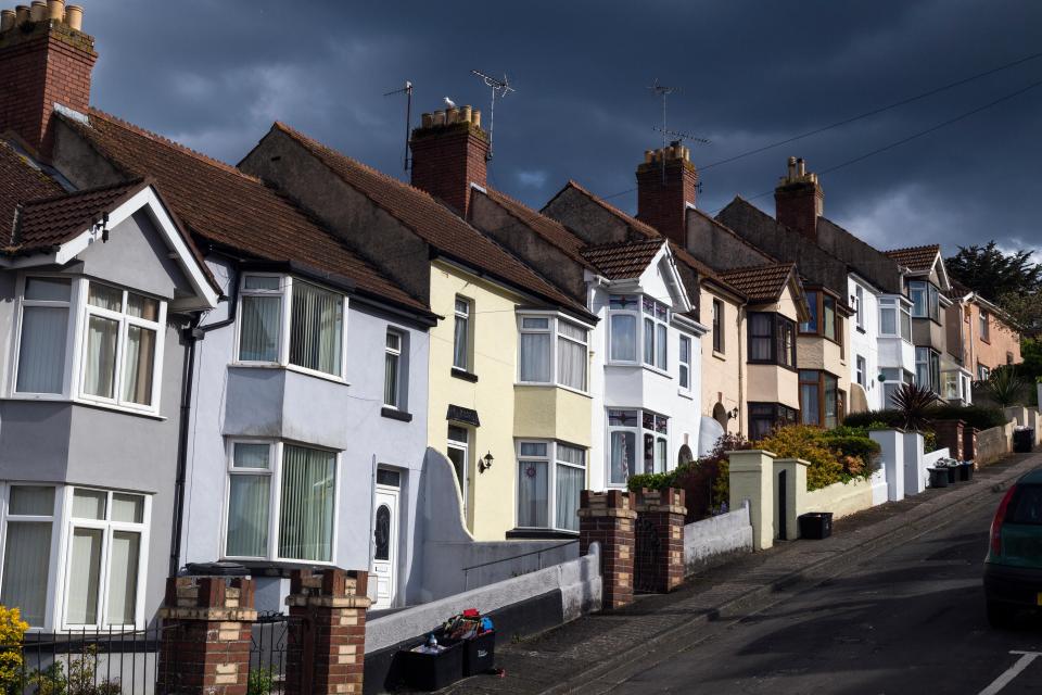 Row of houses on a hill.
