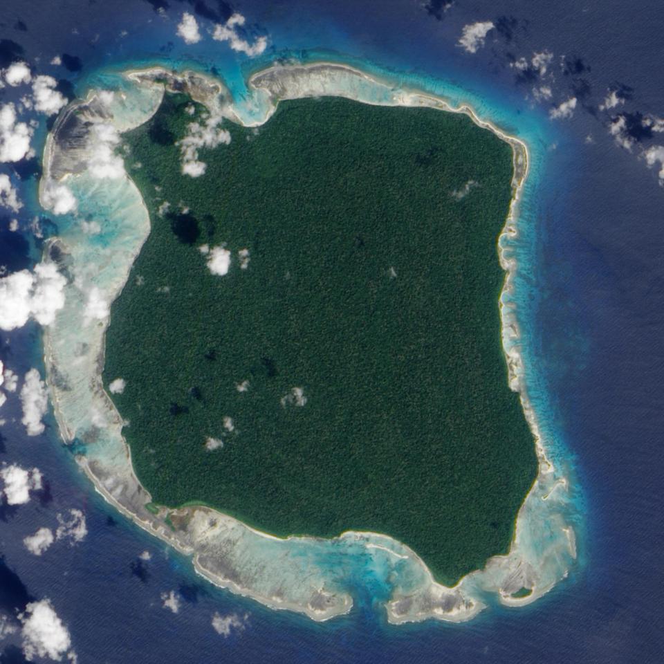 Satellite image of North Sentinel Island.