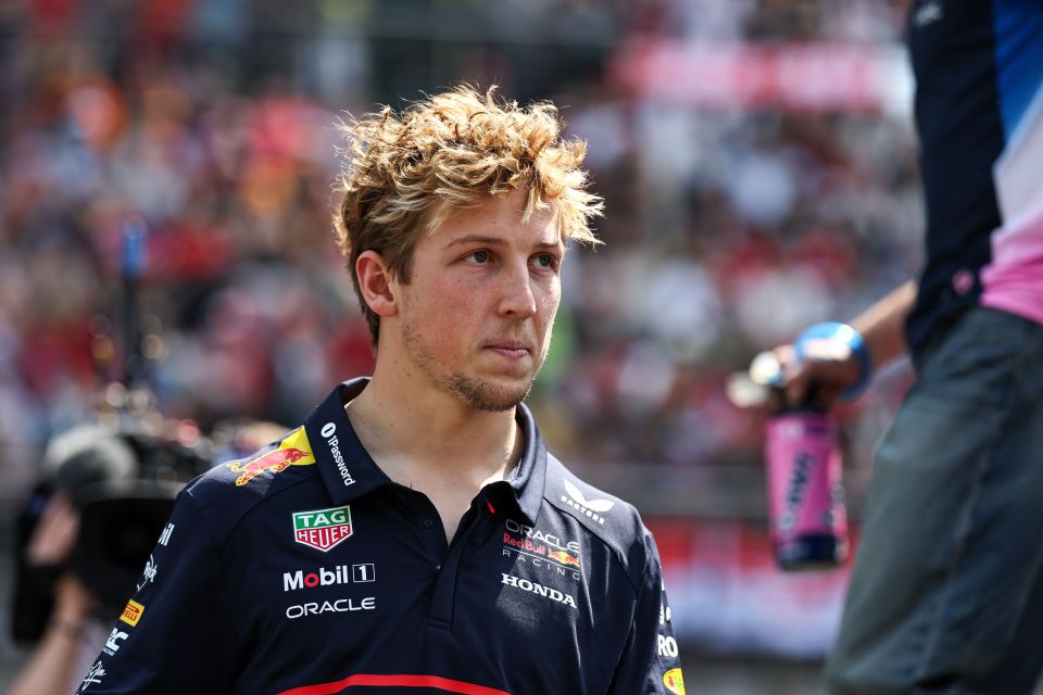 Liam Lawson of Oracle Red Bull Racing in the driver's parade.