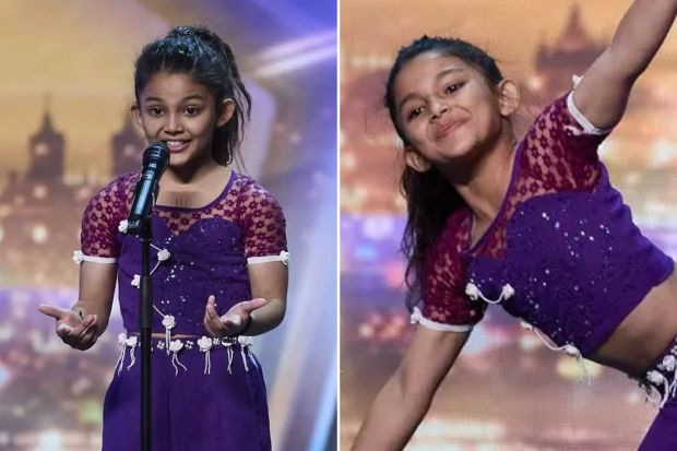 An image collage containing 2 images, Image 1 shows Binita Chetry on Britain's Got Talent, Image 2 shows Binita Chetry performing on Britain's Got Talent