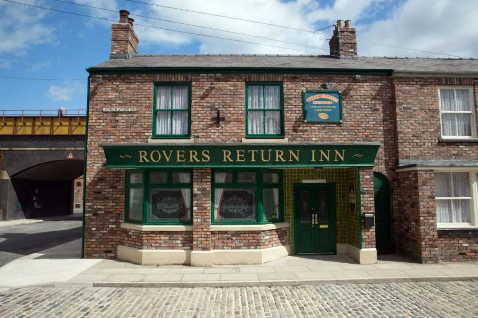 An image collage containing 1 images, Image 1 shows Exterior of the Rovers Return Inn from the Coronation Street TV series