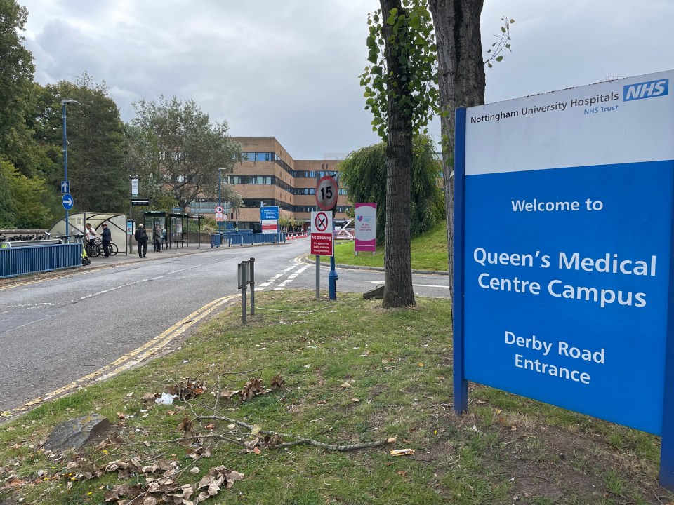 Queen's Medical Centre Campus entrance sign in Nottingham.