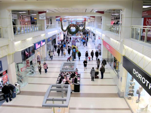 Christmas decorations in a shopping mall.