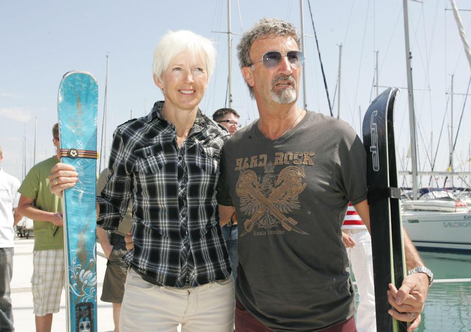 Eddie Jordan and his wife Marie with their skis and new boat.