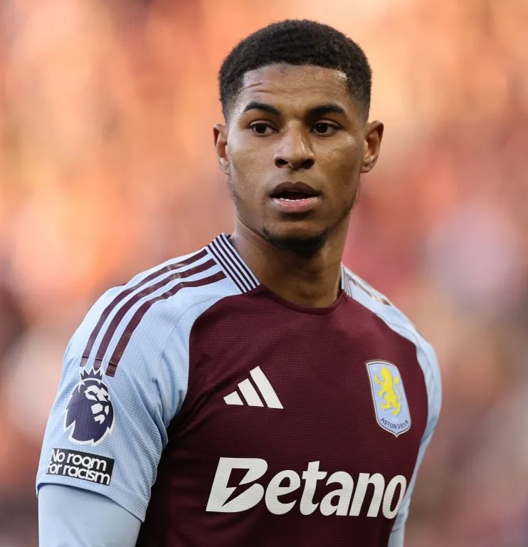 Marcus Rashford of Aston Villa during a Premier League match.