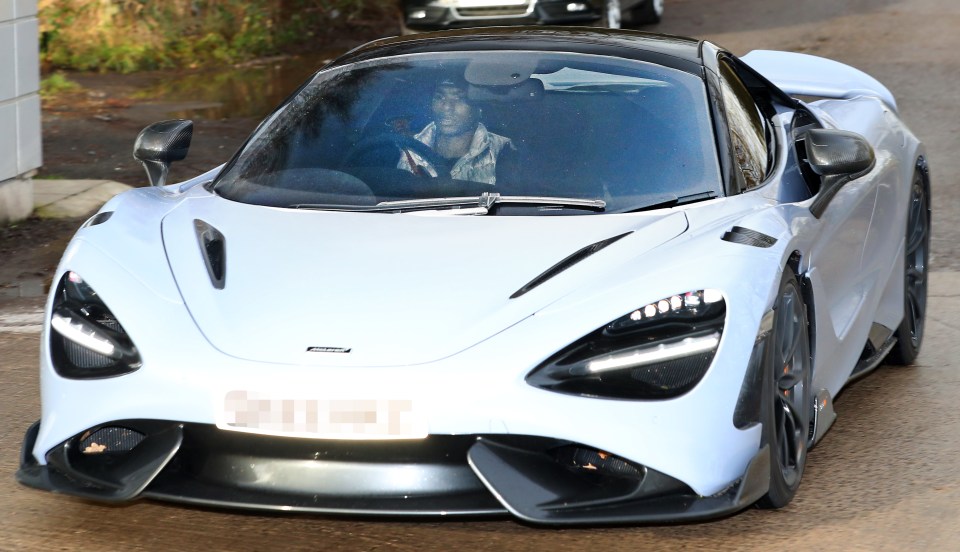 Marcus Rashford in his McLaren 765LT.