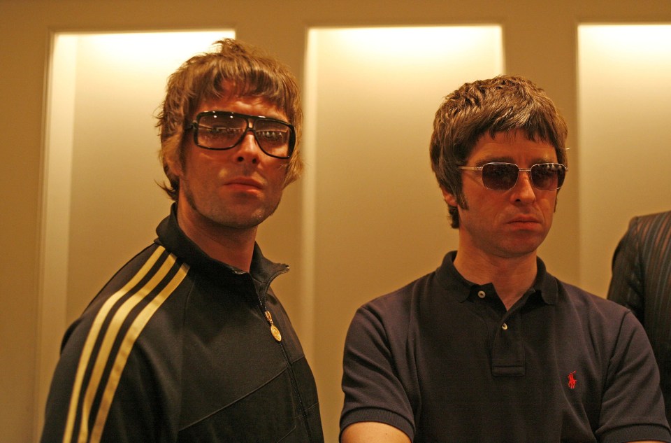 Liam and Noel Gallagher of Oasis at the Bangkok 100 Rock Festival.