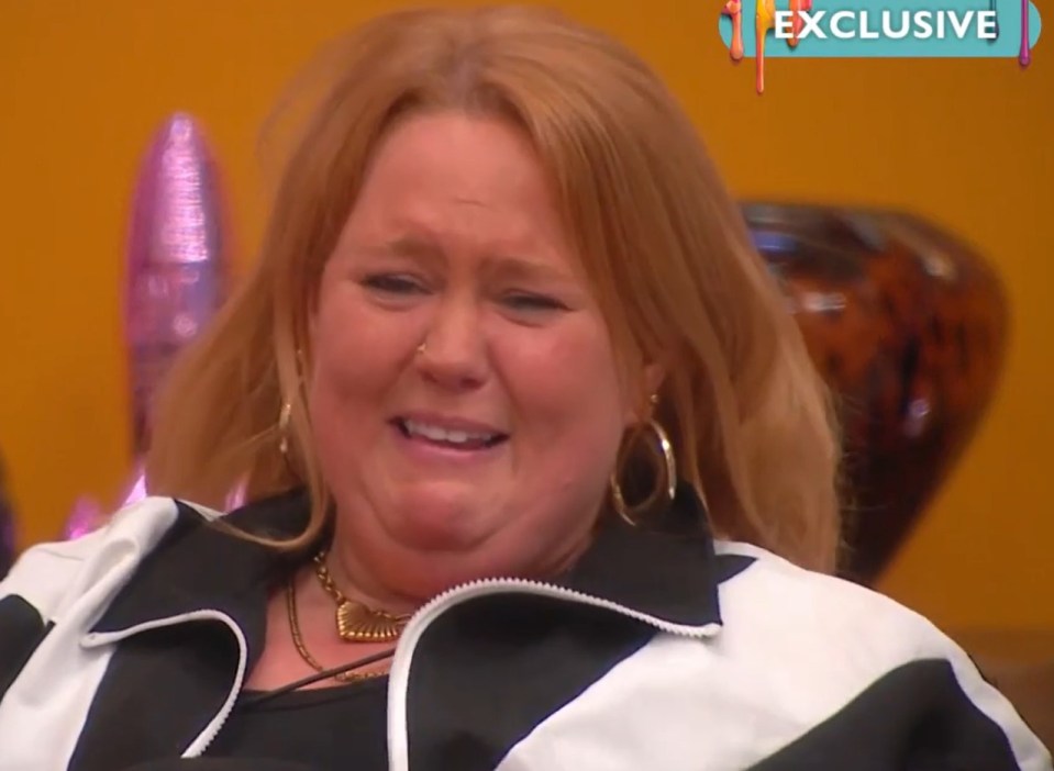 A woman crying.