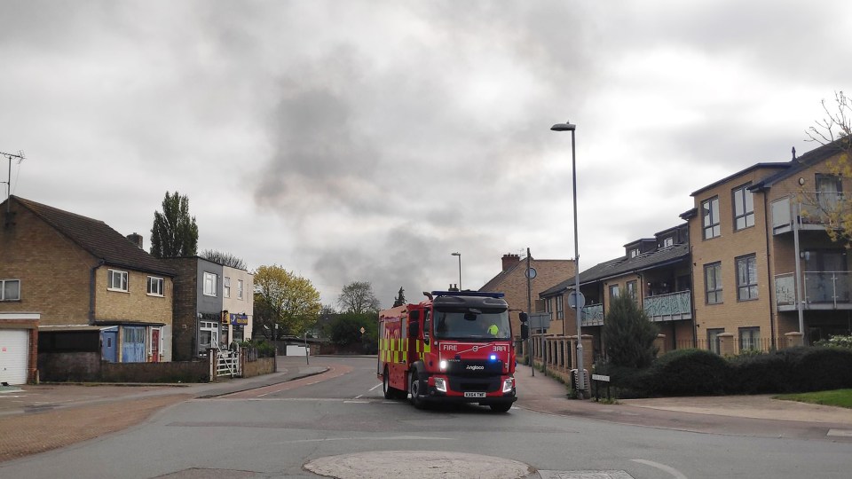 Firetruck responding to a fire.