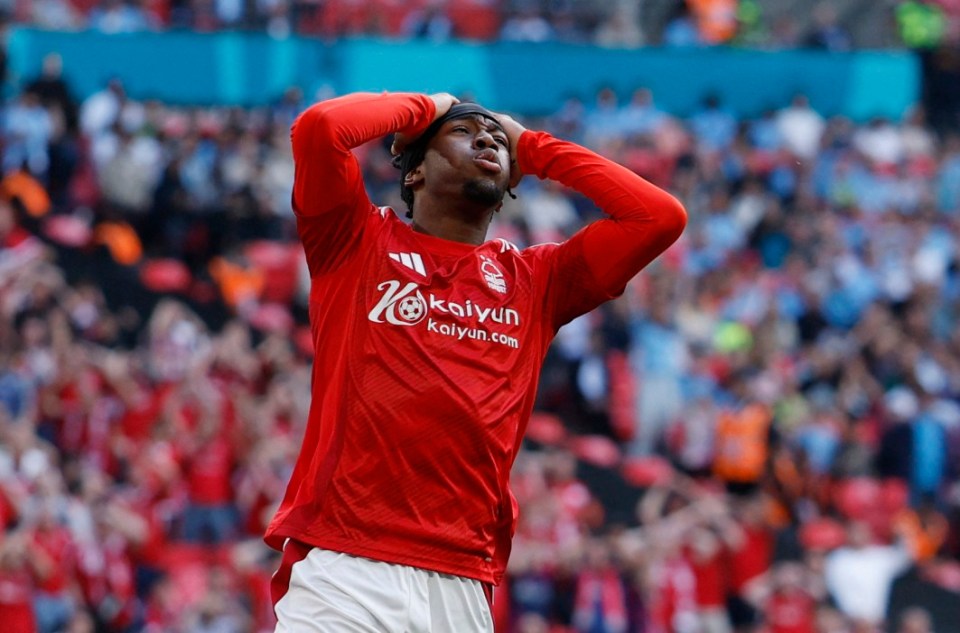 Soccer Football - FA Cup - Semi Final - Nottingham Forest v Manchester City - Wembley Stadium, London, Britain - April 27, 2025 Nottingham Forest's Anthony Elanga reacts after a missed chance Action Images via Reuters/Jason Cairnduff