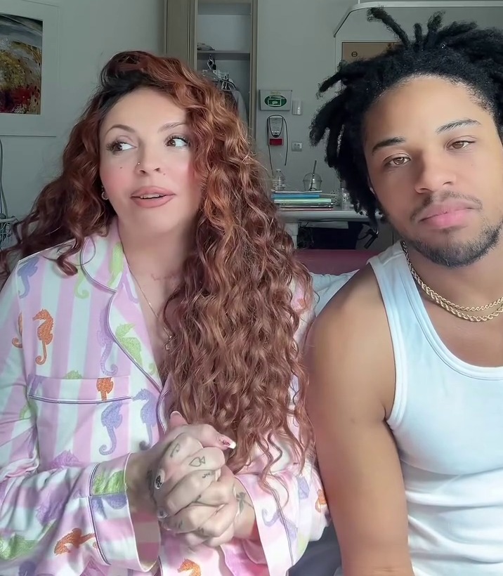 Jesy Nelson and her partner share a health update from a hospital room.